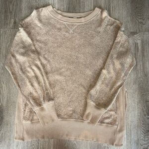 Aerie Chilled Out, Fuzzy, Tan Crewneck Sweater
